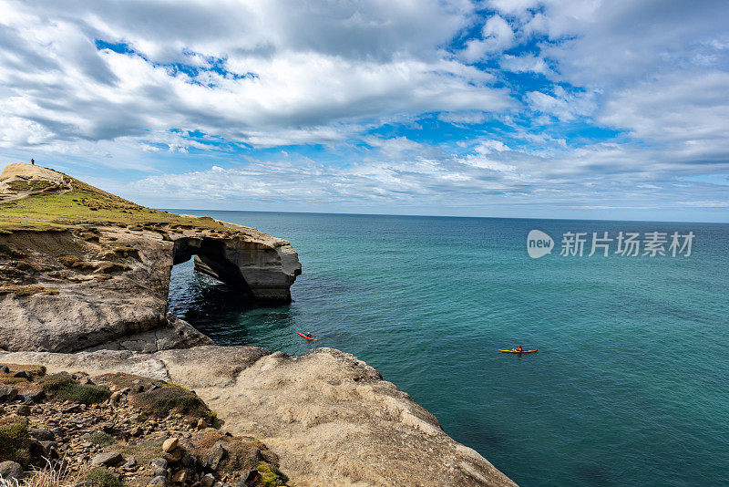 隧道海滩在新西兰南岛，达尼丁，新西兰。