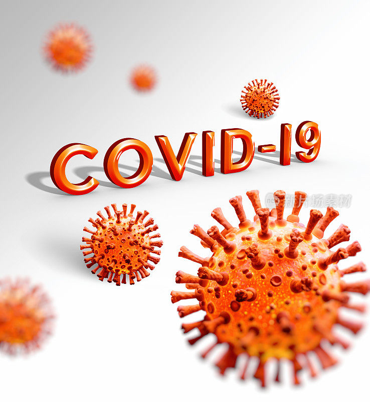 COVID-19冠状病毒与单词在3D