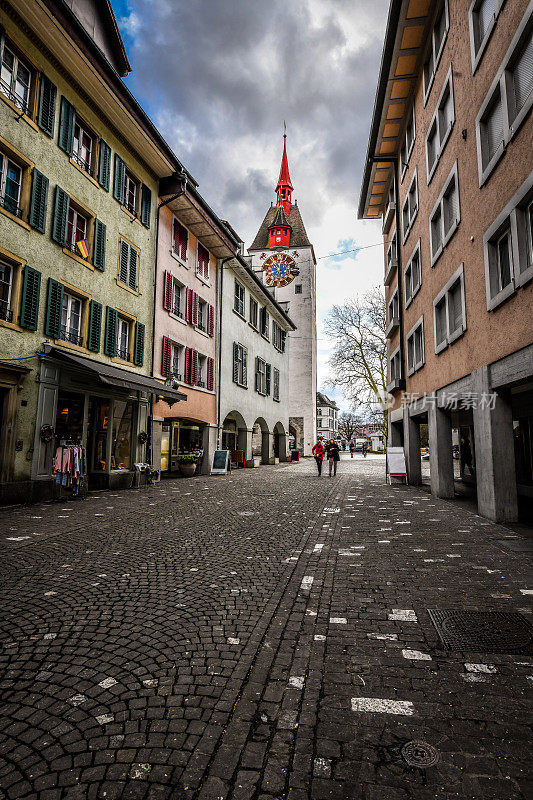 Bremgarten教堂和钟塔附近的建筑建筑，瑞士