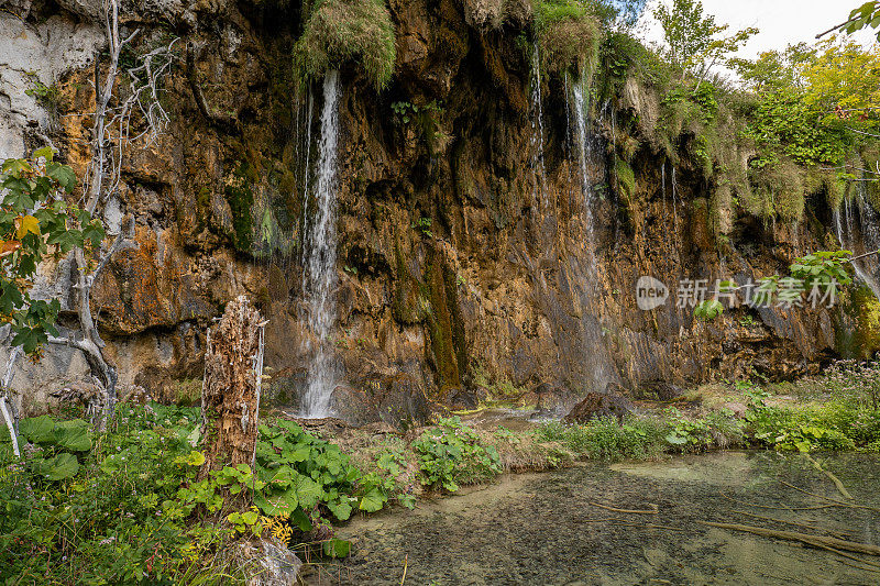 克罗地亚普利特vice国家公园壮观的瀑布