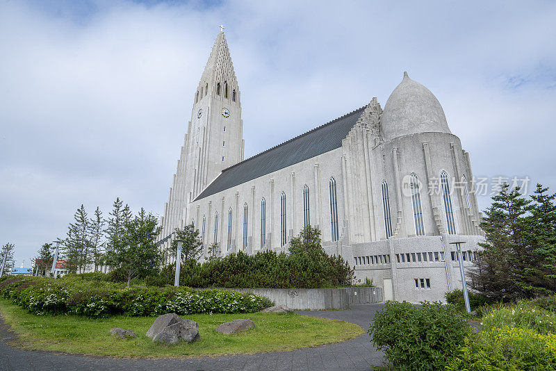 在冰岛雷克雅未克的路德教会背面Hallgrímur)