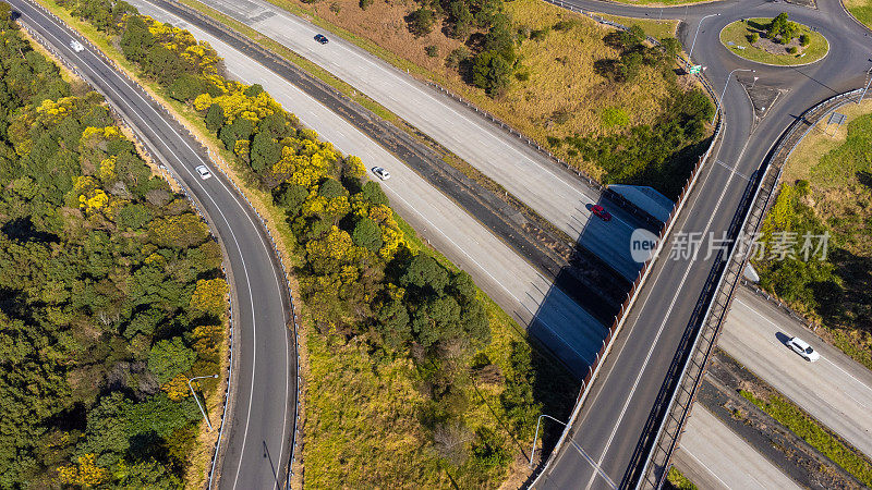 乡村高速公路的鸟瞰图