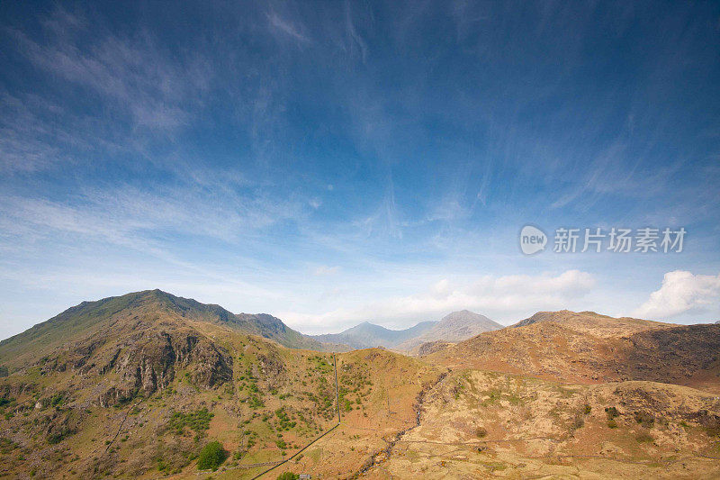 阳光明媚的夏日，威尔士斯诺登尼亚的斯诺登风景