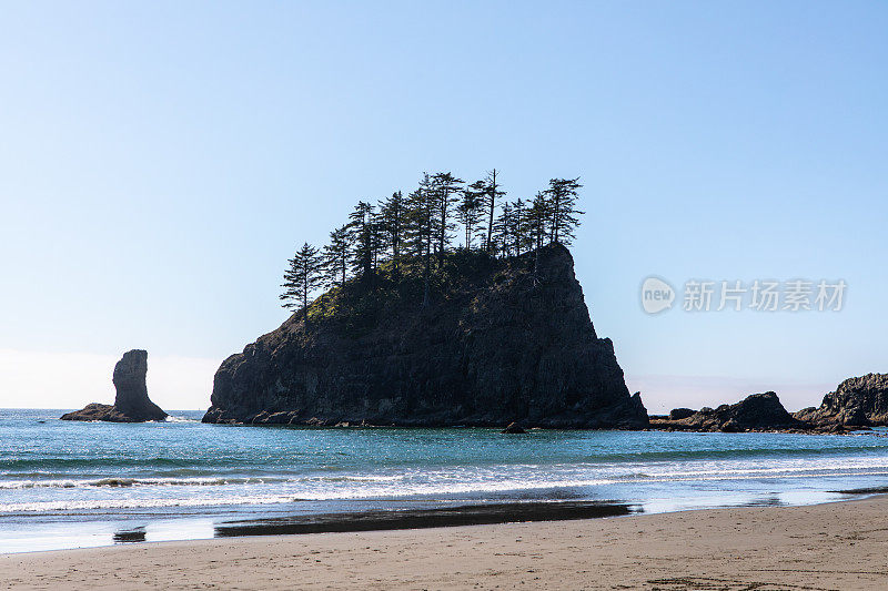 瞭望台岩石西北海滩白天奥林匹克国家森林国家公园拉普什海滩天空太阳福克斯华盛顿太平洋