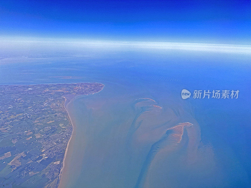 从空中看肯特和古德温沙，英国