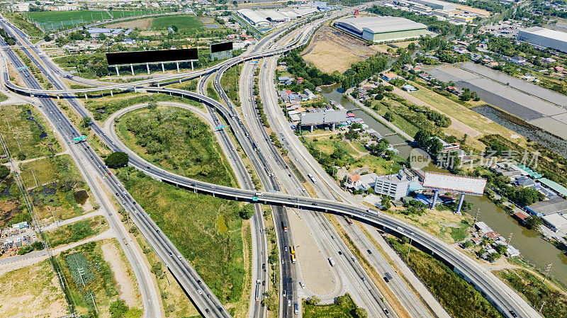 大型公路立交鸟瞰图。