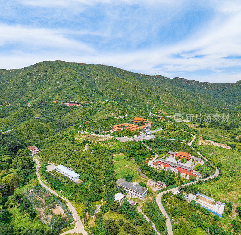 中国河北省石家庄市鹿泉区龙泉古寺航拍