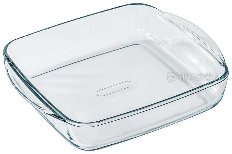 大矩形透明玻璃烤盘处理孤立的白色背景
