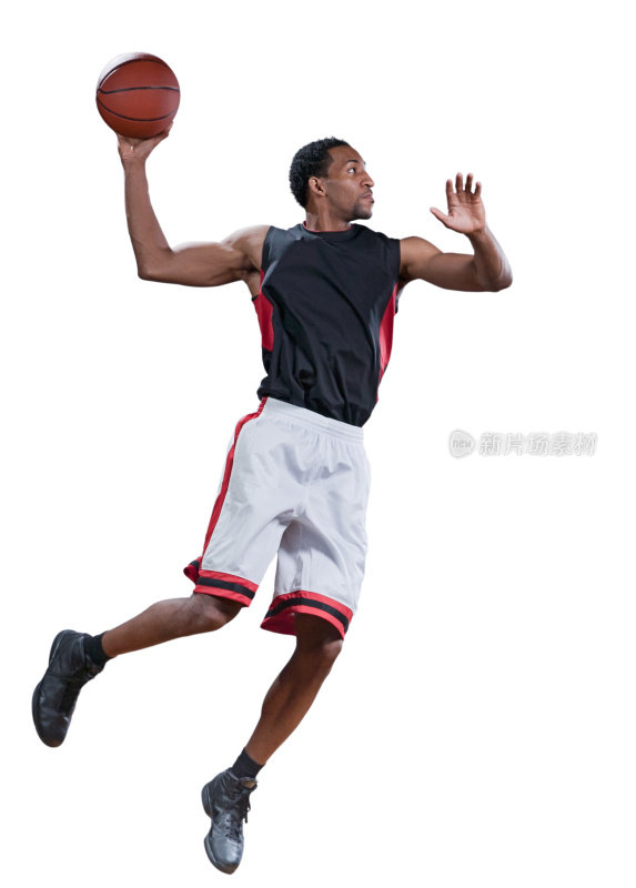 篮球运动员在半空中跳投
