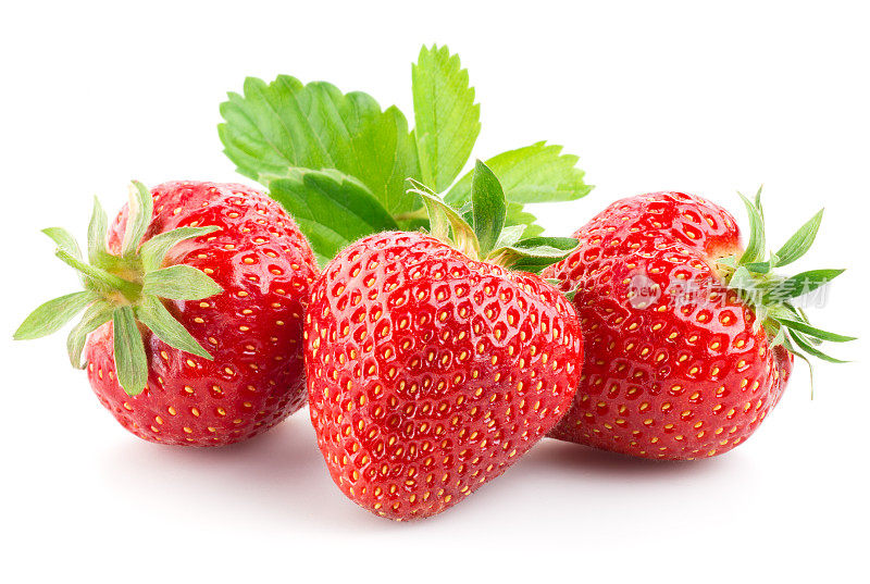 新鲜草莓孤立在白色背景