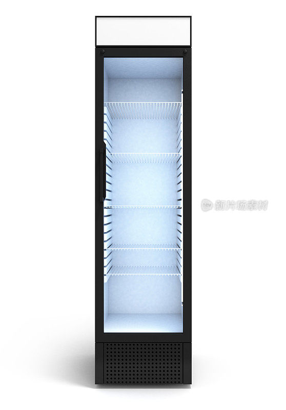 饮料显示冰箱3d渲染在白色