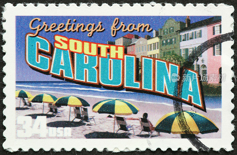 一张南卡罗来纳州的老式明信片。
