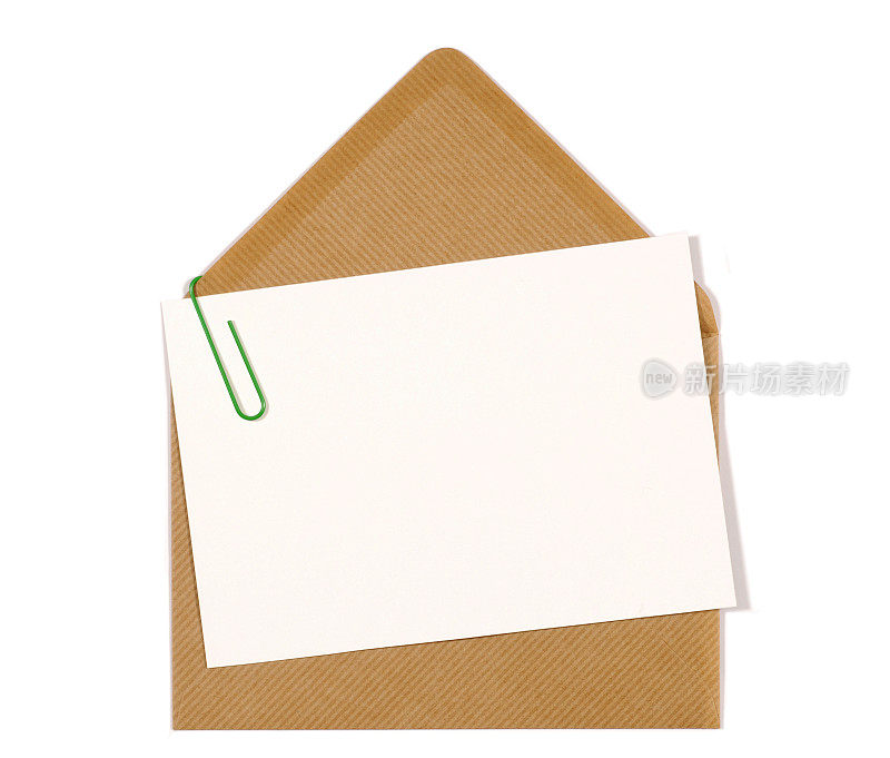 棕色信封的空白留言卡