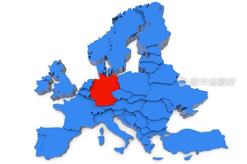 欧洲地图上德国用红色表示