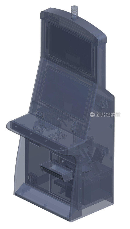 斜顶3D模型和线框隔离在白色