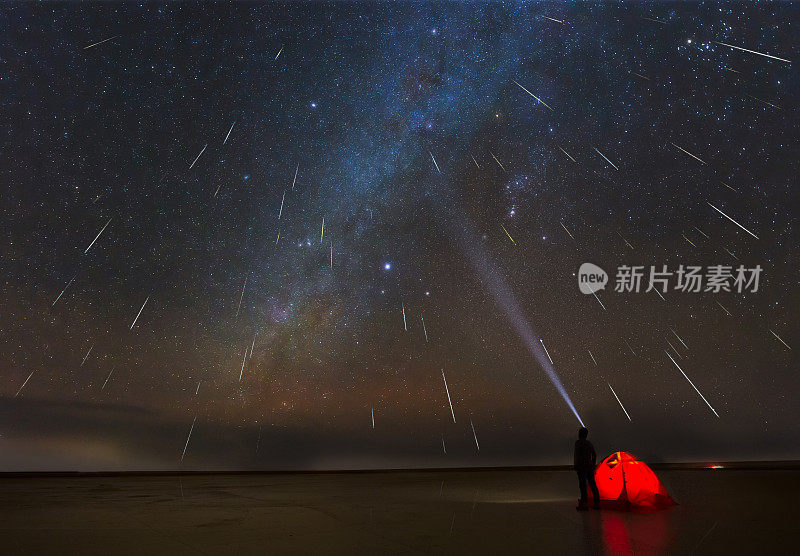 2018年双子座流星雨在内蒙古二连浩特湖上空
