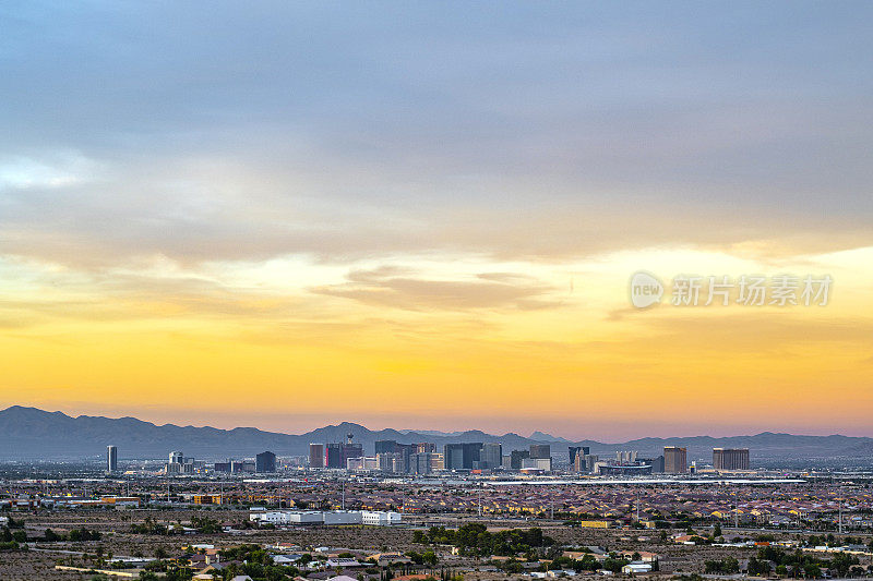 拉斯维加斯山谷黄昏全景