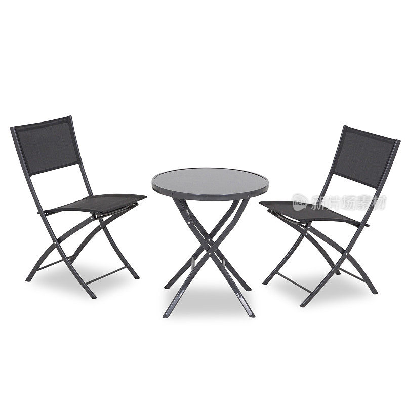 当代折叠桌子和椅子孤立在白色背景