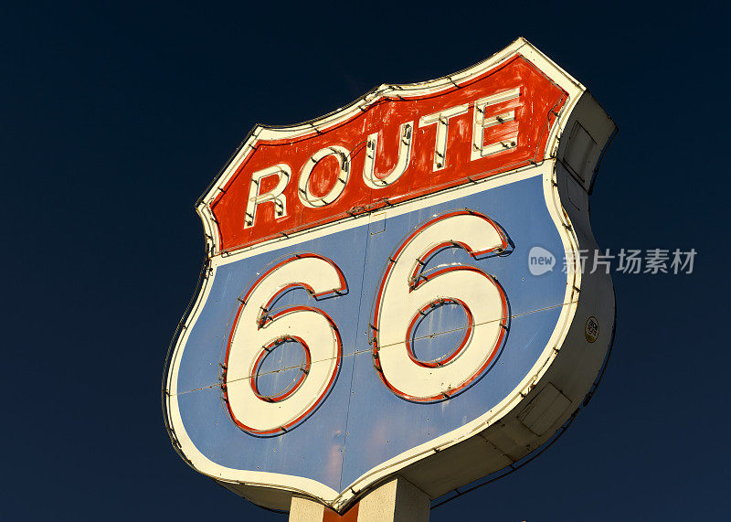 66号公路美国红蓝霓虹公路标志