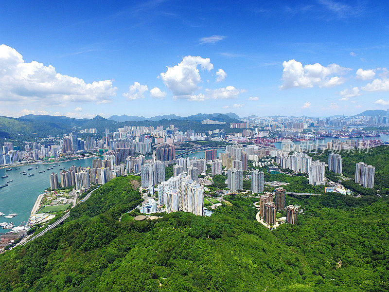 鸟瞰图香港城市景观