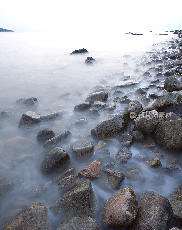 中国浙江海岸线，黄昏