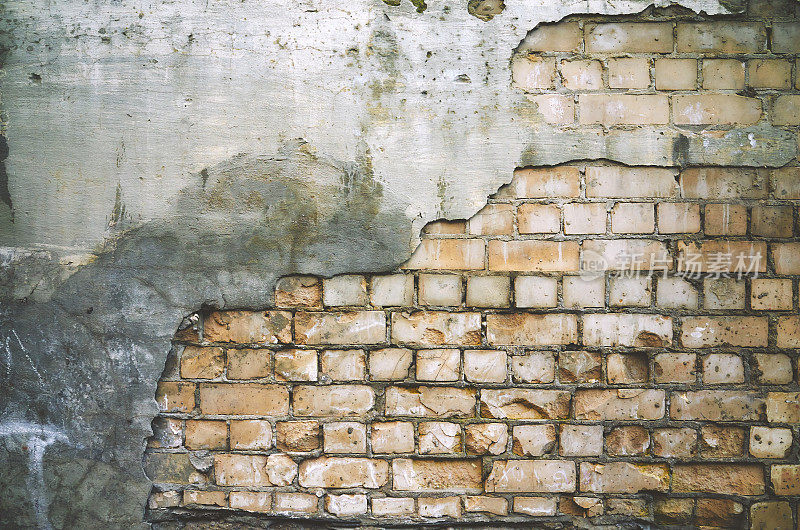 灰红锈锈烂裂的旧墙砖纹理背景