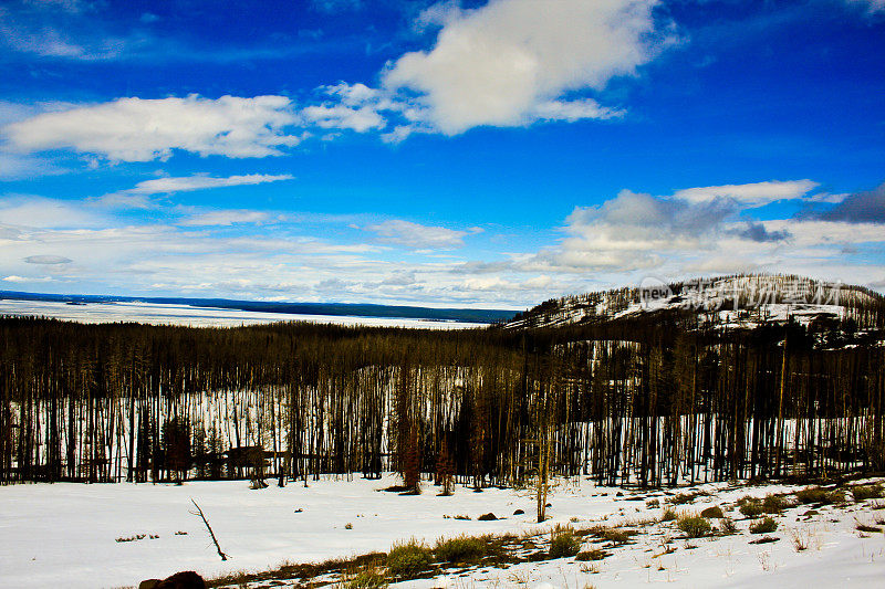 黄石国家公园的冰湖，WY