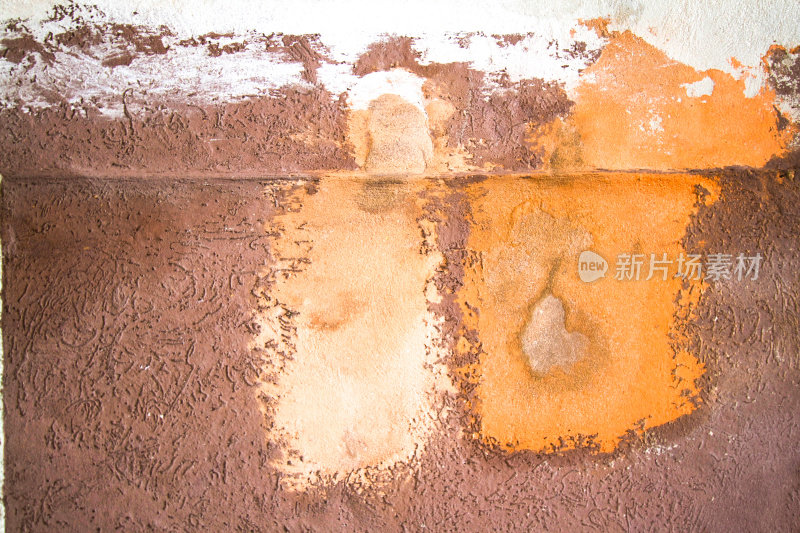 旧西西里墙的背景:斑驳的橙棕色