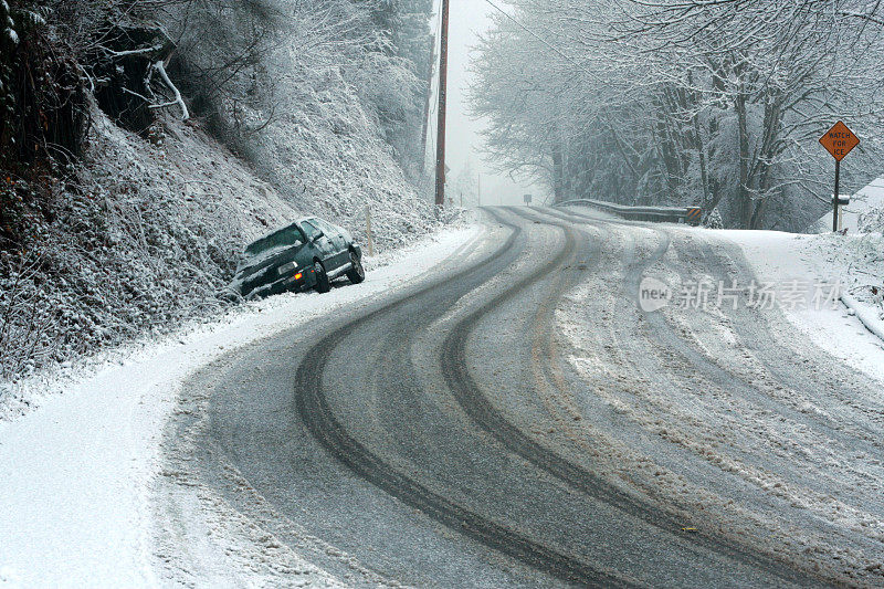 雪沟里的车