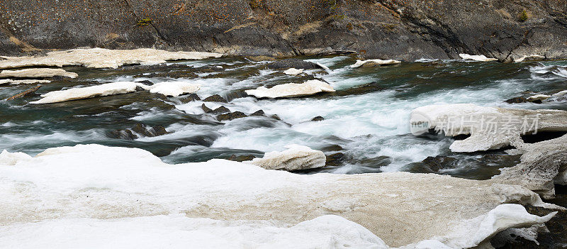 在班夫的弓河瀑布的冬季视图