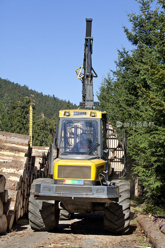 森林中木材装载起重机