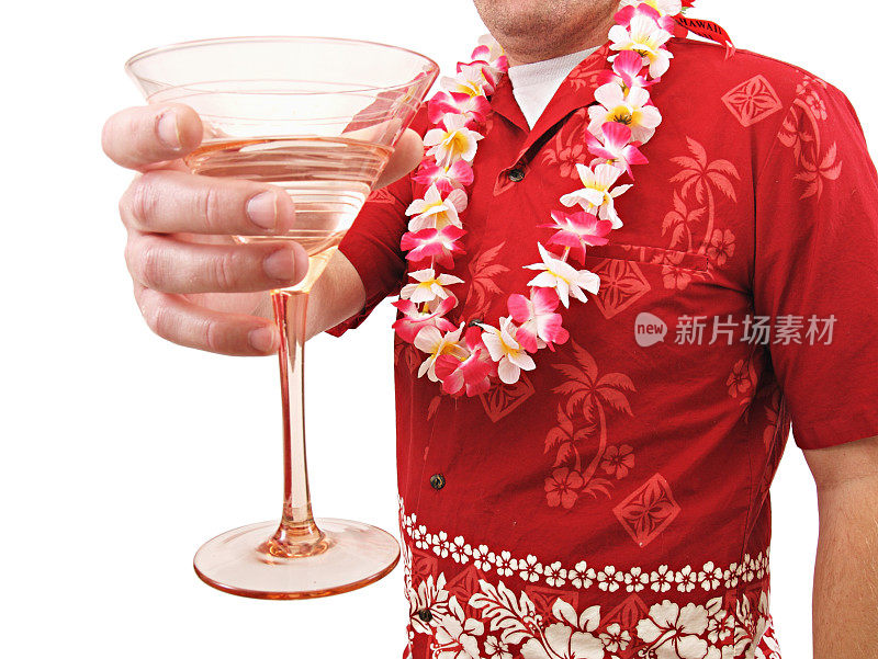 夏威夷衬衫，花环和饮料