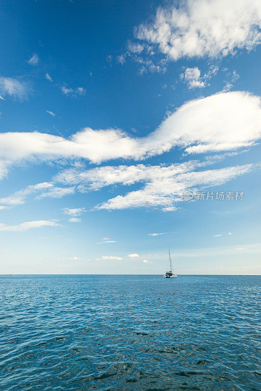 美丽的海景、海平线和蓝天。