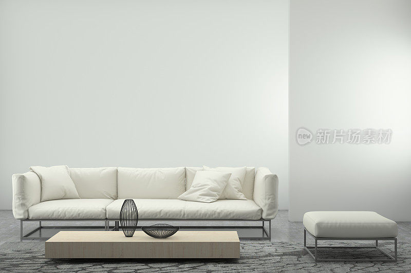 极简主义现代室内客厅与沙发