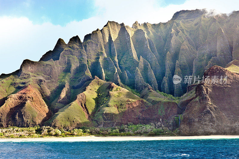 夏威夷考艾岛纳帕里海岸的景观