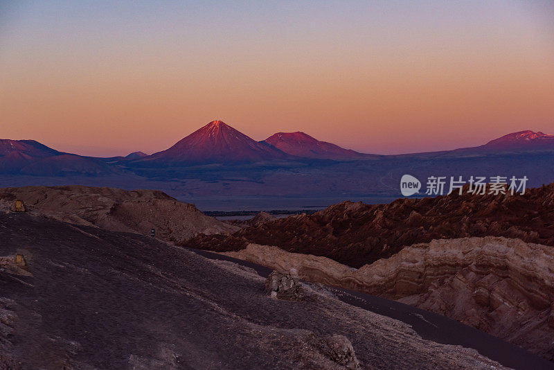 智利阿塔卡马沙漠的月亮谷黄昏(月亮谷)