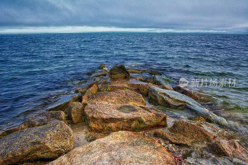 岩石码头，南塔克特湾，海岸线，科德角，美国新英格兰