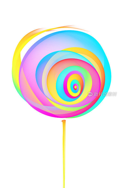 棒棒糖抽象糖果螺旋漩涡彩色波浪圆图案白色背景