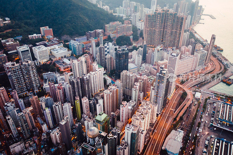 香港城市的无人机视图