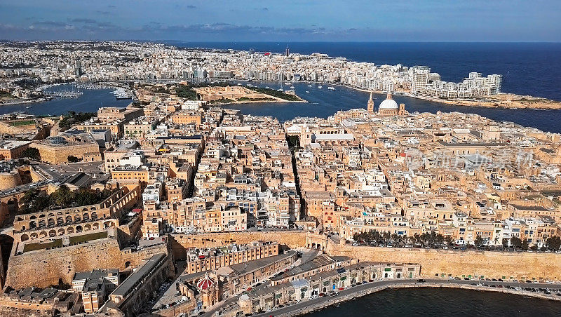 瓦莱塔古城鸟瞰图，马耳他