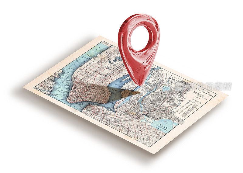 纽约市地图与地图导航图标引脚