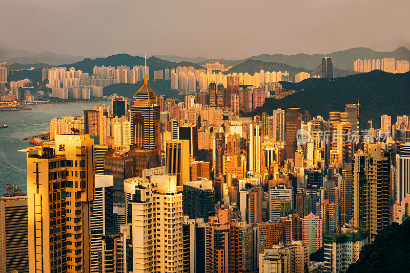 摩天大楼林立的香港城市景观香港城市天际线