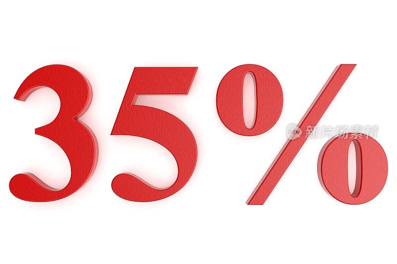 白色背景上的红色百分比为35%
