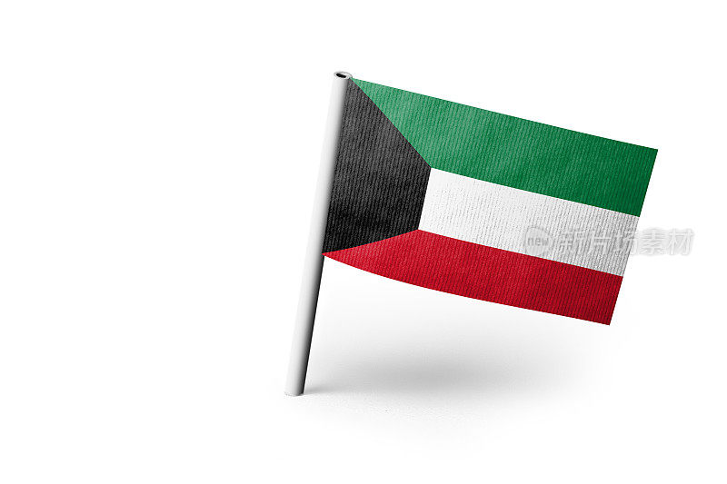 别上科威特国旗。白色背景。