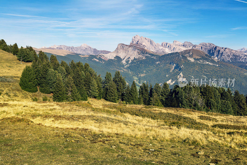 蓝天下的山景