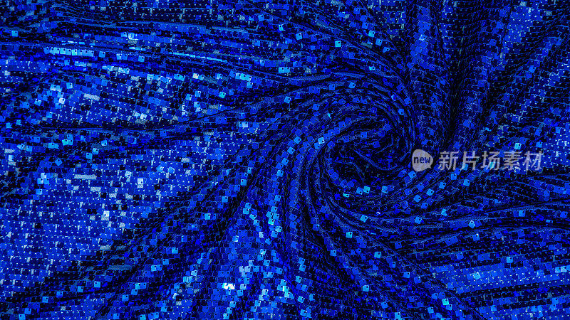 织物纹理与亮片。背景片。闪闪发光的纹理。织物亮片。蓝色亮片的模式。抽象的背景。