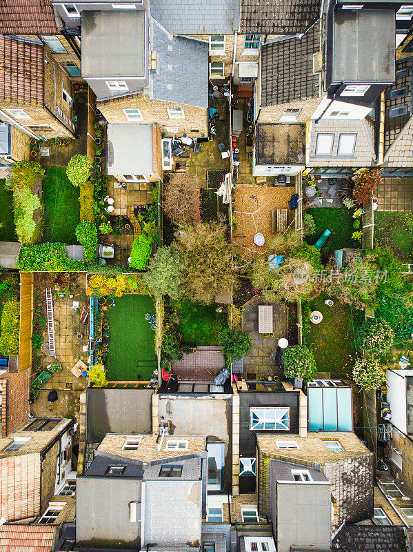 俯瞰伦敦的房屋和花园