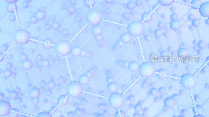 三维抽象六角形分子结构，DNA，霓虹灯