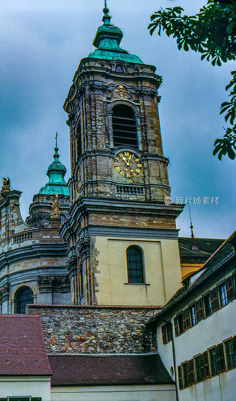 1989年旧正片扫描，圣马丁和奥斯瓦尔德大教堂在温加滕，德国