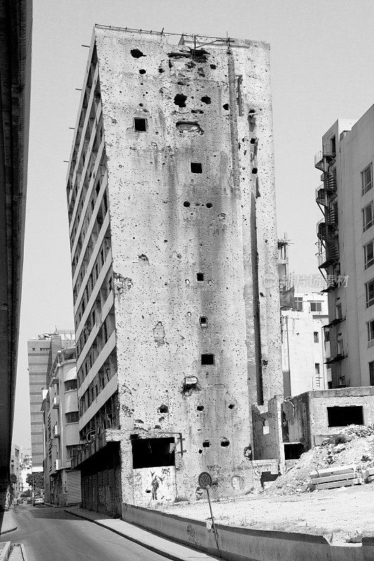 黎巴嫩贝鲁特的旧拆除建筑正面